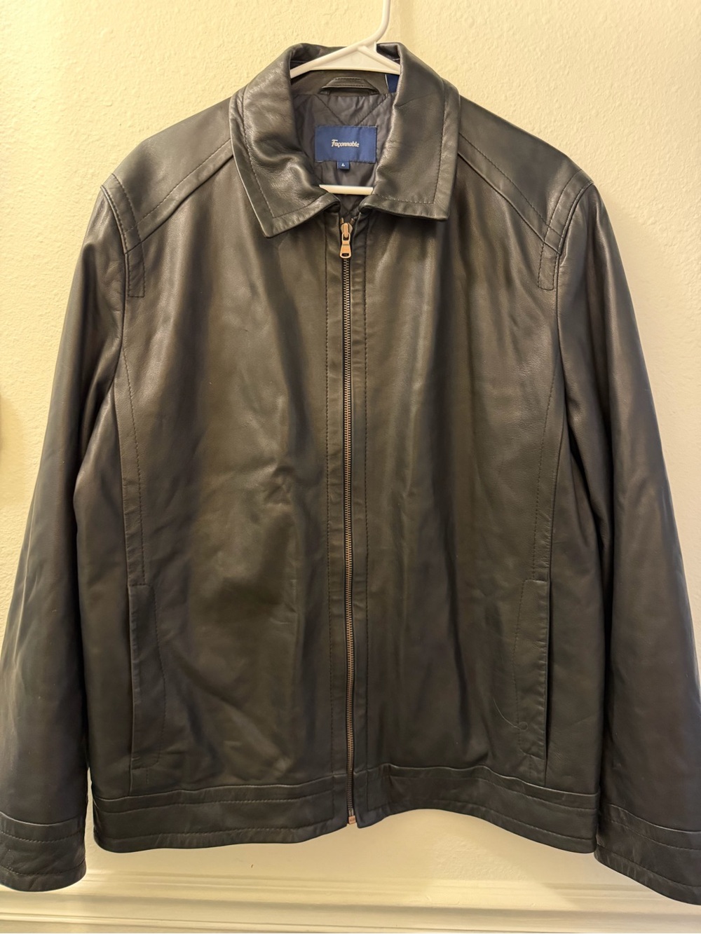 Facconable Brown Leather Lambskin Bomber Flight Jacket Men's Medium L